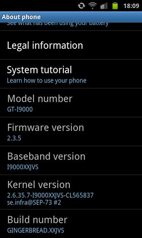 Android 2.3.5. on Galaxy S